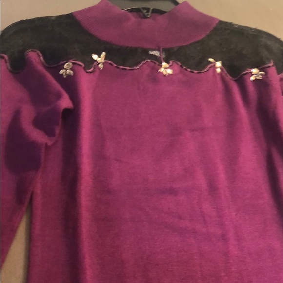 Dark purple lace sweater dress - Picture 2 of 6